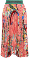 Thumbnail for your product : Stella Jean Pleated Printed Crepe Midi Skirt