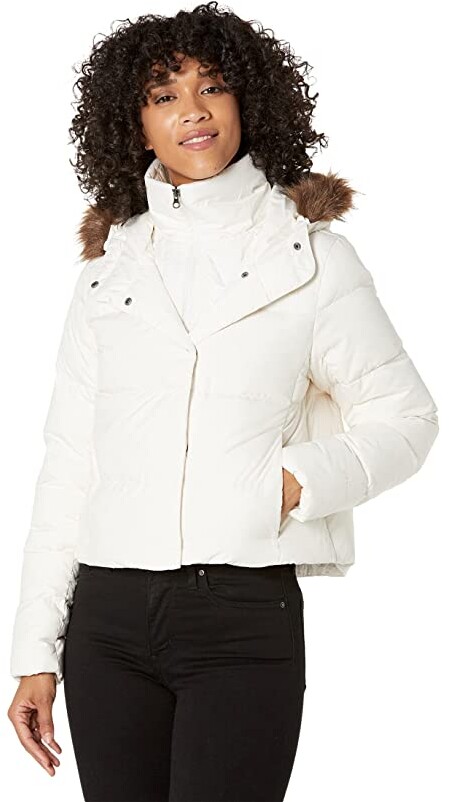 White Down Jacket With Faux Fur Hood | Shop the world's largest collection  of fashion | ShopStyle