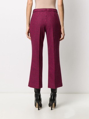 Semi-Couture Cropped Kick-Flare Houndstooth Trousers