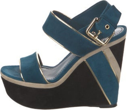 Louis Vuitton 36.5 Women's Blue Monogram Escale Lock It Mules Sandals Slides 825lv57