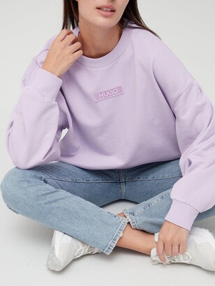 HUGO BOSS Oversized Logo Front Sweater - Lilac