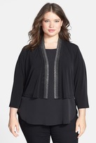Thumbnail for your product : Calvin Klein Embellished Matte Jersey Shrug (Plus Size)