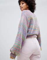 Thumbnail for your product : ASOS Design DESIGN mixed stripe jumper with volume sleeve