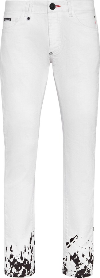 Philipp Plein Denim Trousers Super Straight Cut Tattoo