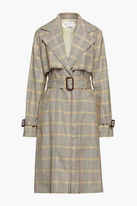 Victoria Beckham Belted Prince Of Wales Checked Wool Trench Coat