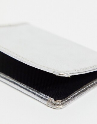 Topshop leather card holder in silver