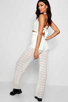 Thumbnail for your product : boohoo Wide Leg Crochet Knitted Co-ord