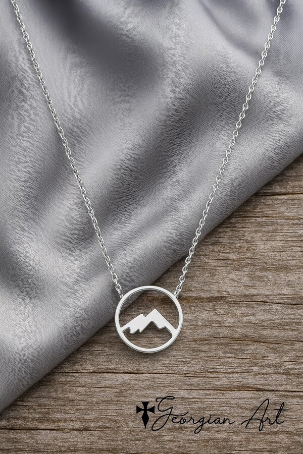 Etsy 10K 14K Or 18K Solid Gold Mountain Adventurer Necklace Celebrating Life's Journey Challenges Ups & Downs Yellow Rose White Gold