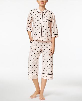 Kate Spade Piped Printed Cropped Pajama Set