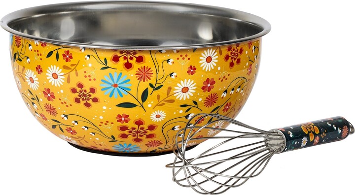 Mela Artisans Sunburst Bloom Bowl & Whisk Set