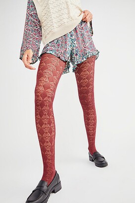Free People Heir Pointelle Cashmere Tights by Free People, Merlot