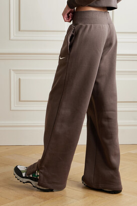 Nike Phoenix Fleece Embroidered Cotton-blend Jersey Wide-leg Track Pants -  Brown - ShopStyle Joggers & Sweats