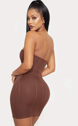 PrettyLittleThing Shape Chocolate Brown Bandage Bust Cup Bodycon Dress