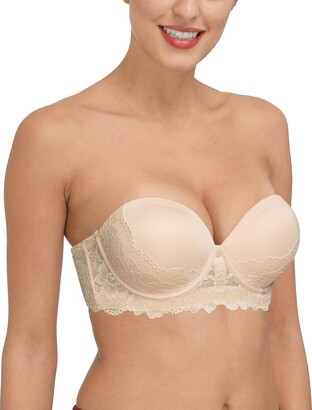 Lwear Women's Strapless Push Up Padded Convertible Bra with Clear Straps -  Beige - 44A - ShopStyle