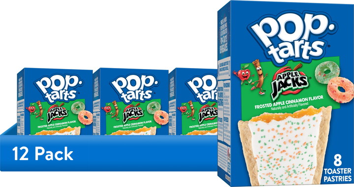 (12 pack) Pop-Tarts Apple Jacks Frosted Apple Cinnamon Flavor Toaster Pastries, Breakfast Foods, Shelf-Stable, 13.5 oz (8 Count)