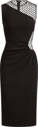 Halston Kenda Sleeveless Sequin Net Crepe Midi Dress