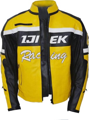 Fashion_First Mens Dead Rising 2 Chuck Greene Ijiek Biker Yellow Armoured Motorcycle Leather Jacket