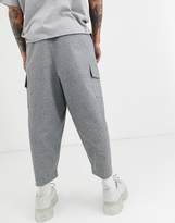 Thumbnail for your product : ASOS Design DESIGN drop crotch grey tapered smart trousers with cargo pockets and metal chain
