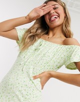 Thumbnail for your product : ASOS DESIGN midi sundress with ruched front in green floral ditsy print