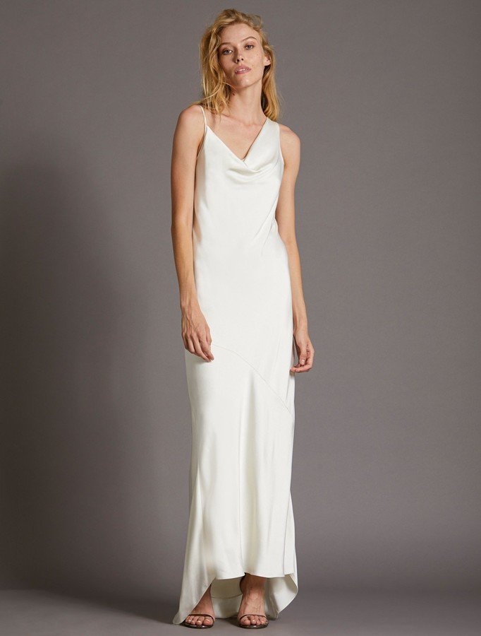 Halston Satin Slip Gown ShopStyle Evening Dresses