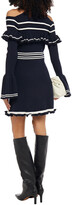 Thumbnail for your product : Self-Portrait Cold-shoulder Ruffled Striped Cotton-blend Mini Dress