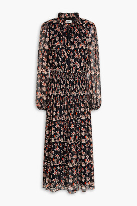 Jason Wu Shirred floral-print silk-crepon midi dress