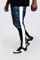 Thumbnail for your product : boohoo Big & Tall Tricot Tartan Skinny Fit Joggers