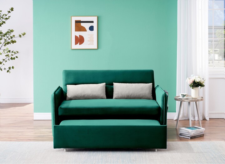 IGEMAN 54" Loveseat Sofa Pull out Bed Velvet Padded Seat Convertible