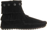 Thumbnail for your product : Minnetonka Double Fringe Side Zip Boots Black Suede