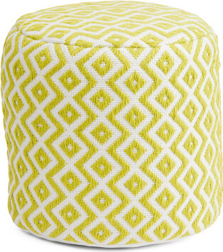 TJMAXX 16X16 Indoor Outdoor Patterned Pouf Ottoman Cushion, Polyester