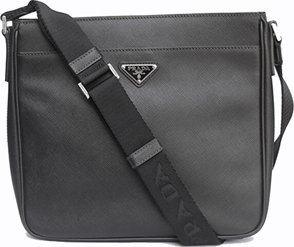 Prada logo-lettering Saffiano leather shoulder bag - ShopStyle