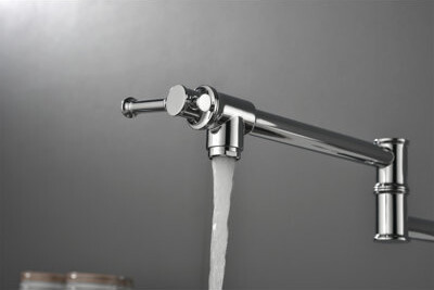 LOONGFIELD Wall Mounted Pot Filler Faucet Modern Brass Pot Filler Two-Attachment Wall Mount Folding Kitchen Pot Filler Swing Arm
