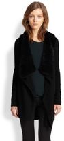 Thumbnail for your product : Theory Martiza Rabbit Fur-Trimmed Draped Wool Cardigan
