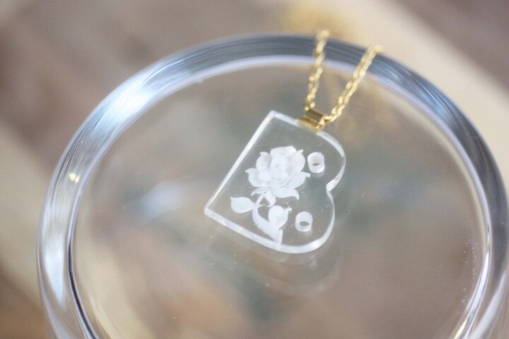 Etsy Initial Necklace Clear, Necklace, Clear Letter Name Flower, A, B, C, D, E, F, G, H, J, K, L, M, N, P, R, S, T, W