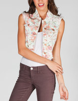 Thumbnail for your product : Tinseltown Floral Womens Cutoff Denim Vest