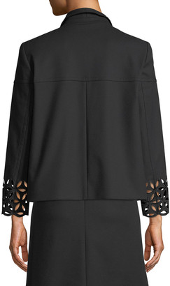 Escada Open-Front Broderie-Anglaise Cotton Jacket