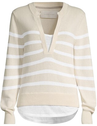 Brochu Walker Roan Stripe Cotton & Linen Layered Sweater