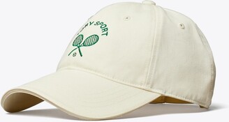 Tory Burch Embroidered Racquets Cap | NEW IVORY | OS