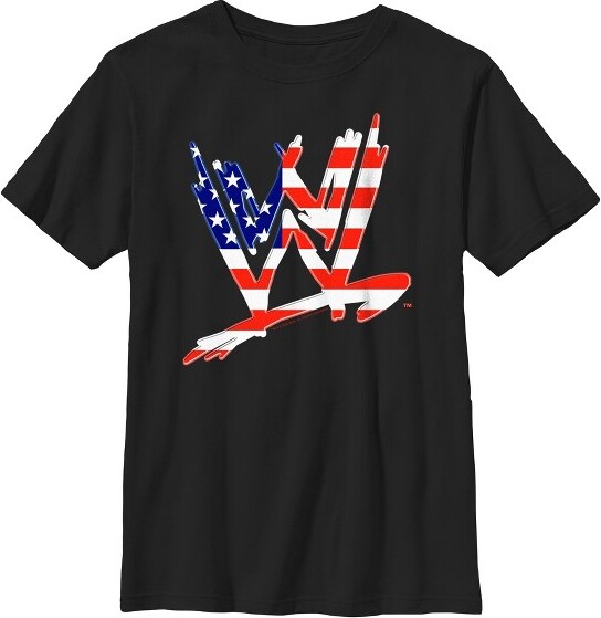 WWE Boy'sWWEAmericanaLogoT-Shirt-Black-XLarge