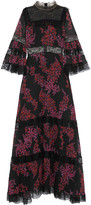 Thumbnail for your product : Giambattista Valli Paneled Chantilly Lace And Floral-print Silk-georgette Gown