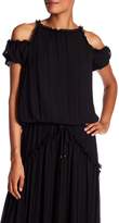 Thumbnail for your product : Max Studio Crinkled Dobby Stripe Cold Shoulder Blouse