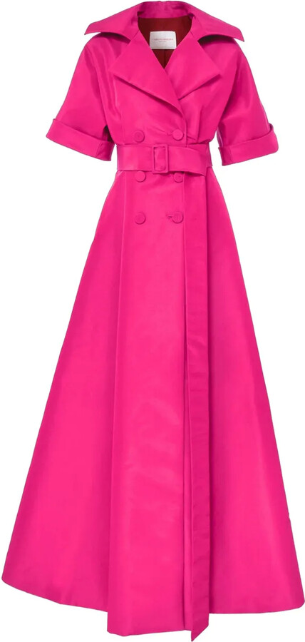 Carolina Herrera Short-Sleeve Belted Maxi Dress