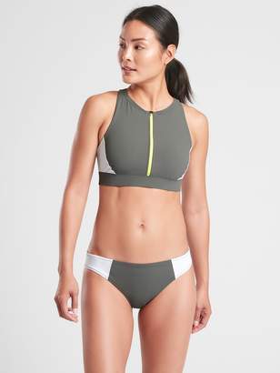 Athleta Colorblock Zip Front Bikini Top