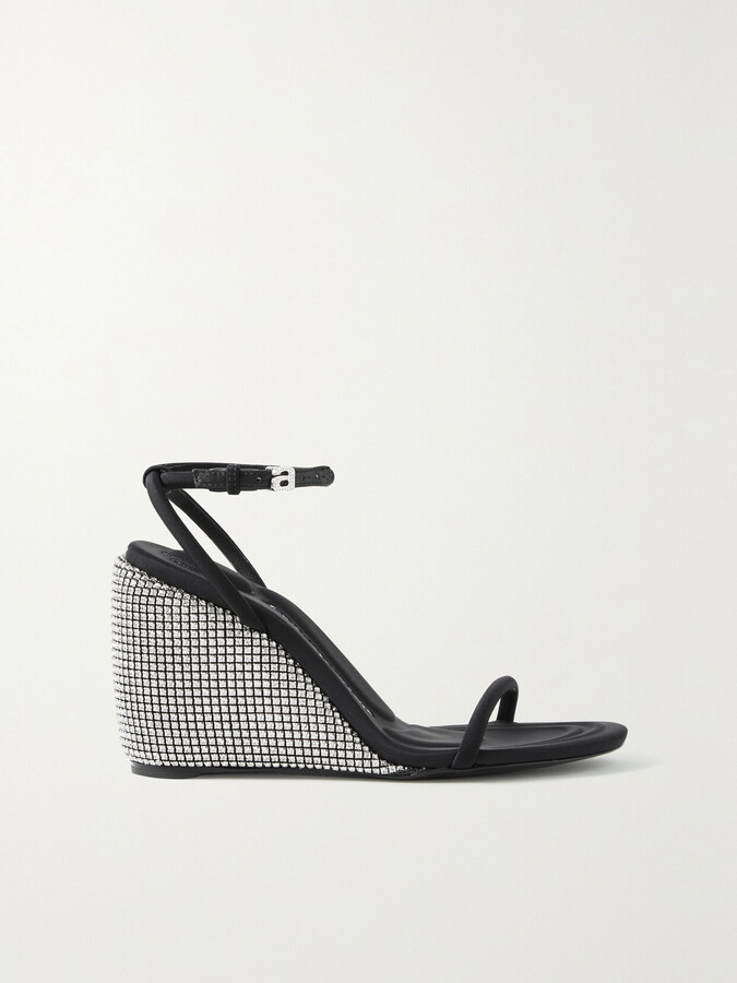 Alexander Wang Dahlia Crystal-embellished Stretch Wedge Sandals - Black