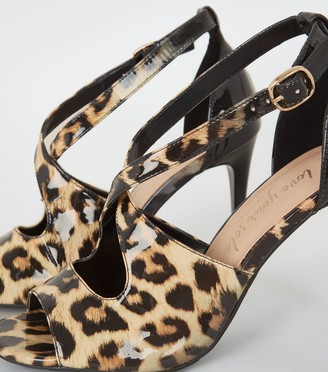 New Look Patent Leopard Print Cross Strap Heels