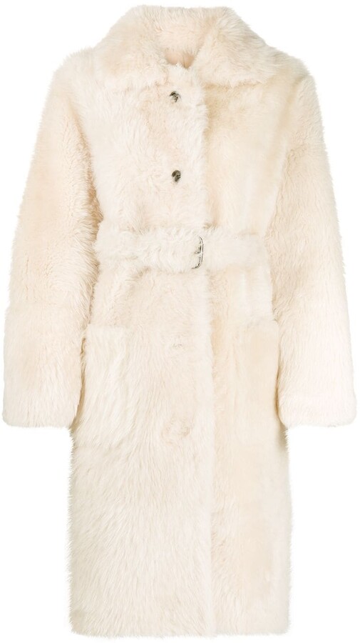 Liska Belted Shearling Coat ShopStyle