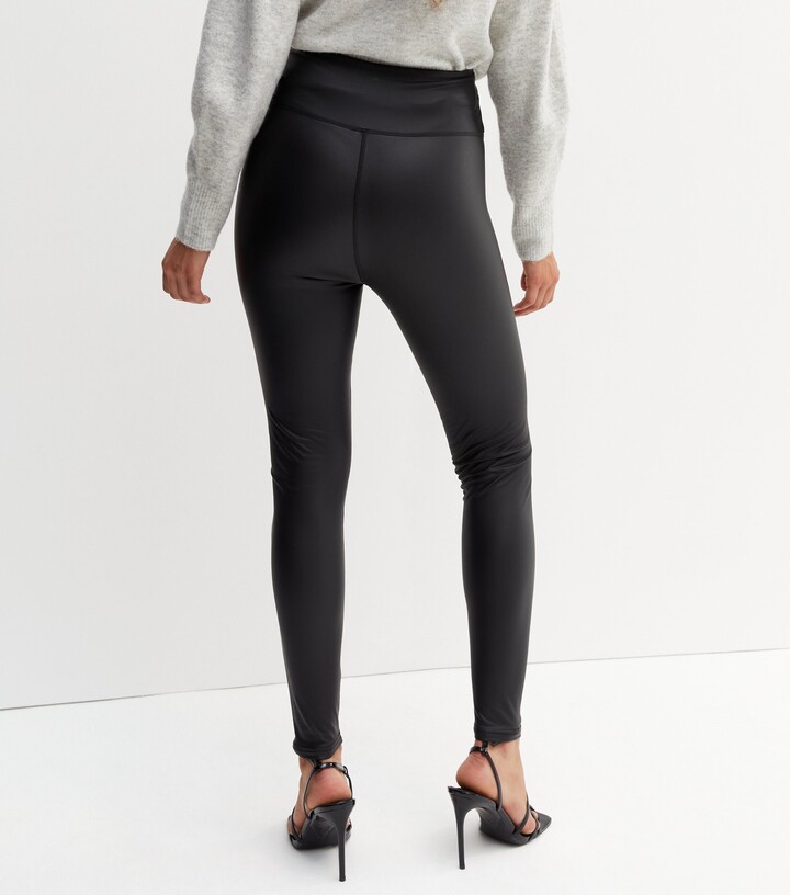 Cameo Rose Black Leather-Look Leggings - ShopStyle
