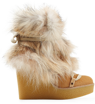 Chloé Wedge Boots with Fur