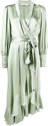 Zimmermann Silk Wrap Long-Sleeve Dress