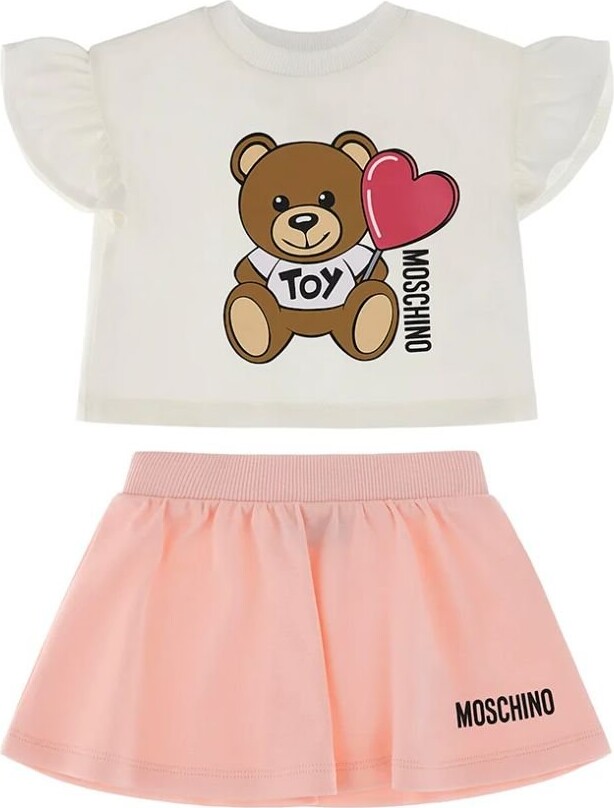 MOSCHINO BAMBINO Teddy Bear Printed Skirt Set